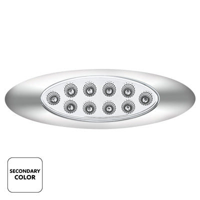 United Pacific 10 LED Oval Double Fury Light with Clear Lens and Chrome Bezel - Amber/White