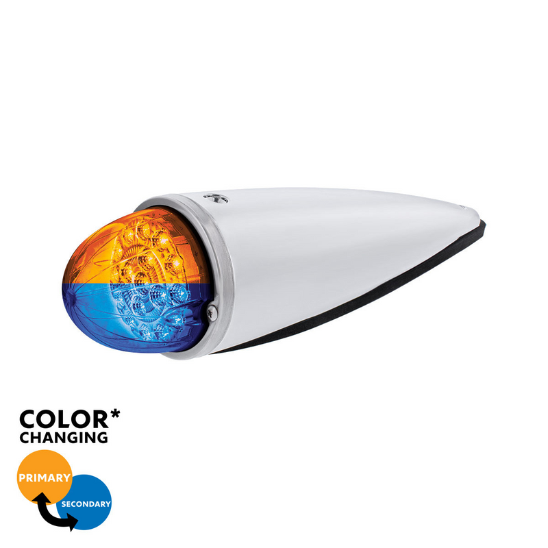 United Pacific 17 LED Watermelon Double Fury Light Torpedo Cab Light Amber & Blue LED/Clear Lens 35964