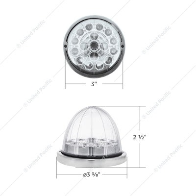 United Pacific 17 LED Double Fury Watermelon Light with Low Profile Stainless Steel Bezel - Amber/Blue