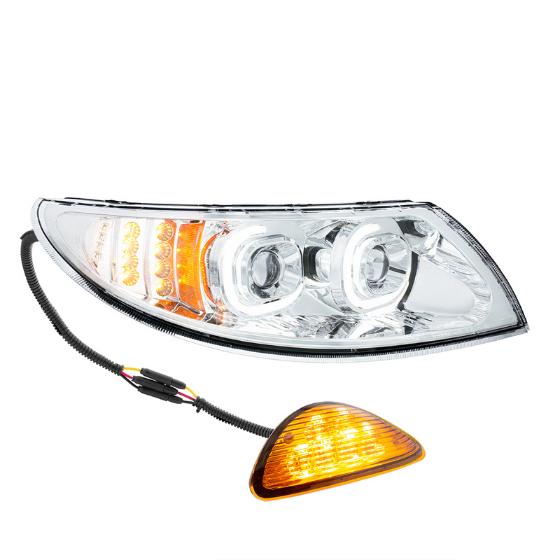 United Pacific Chrome LED Projector Headlight With Rear Facing Turn Signal For International Durastar 2002-2018 Passenger 35990