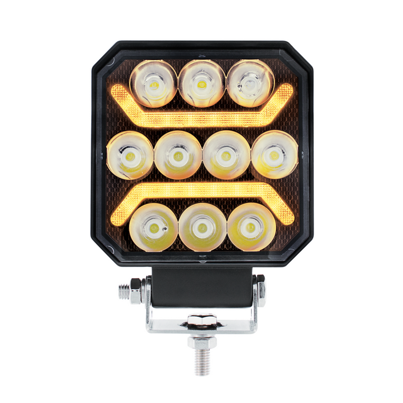 United Pacific 11 LED High Power LED Work Light With "U" Light Guide-Amber 36039