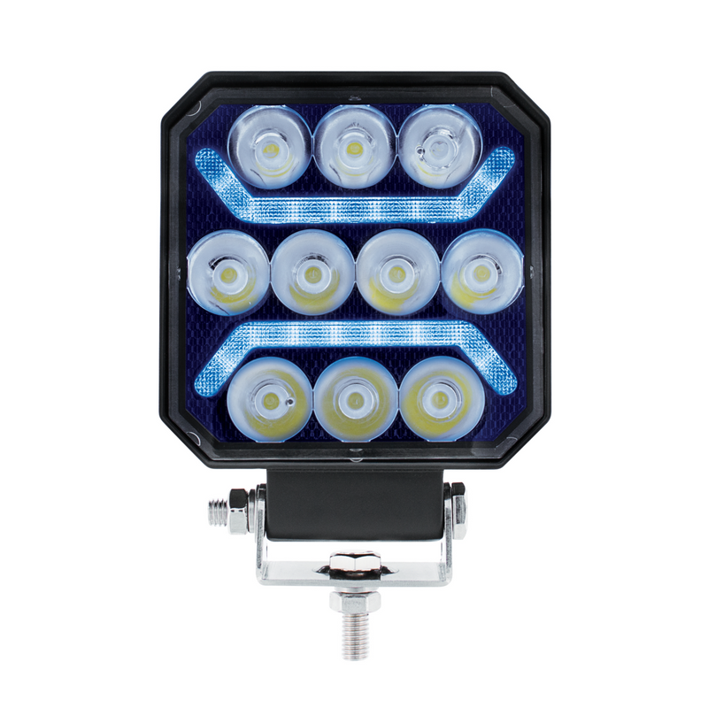 United Pacific 11 LED High Power LED Work Light With "U" Light Guide-Blue 36040