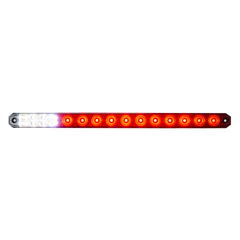 United Pacific 17" 27 LED Low Profile Light Bar (Stop, Turn & Tail) With Back-Up Light Red & White LED/ Clear Lens 36071