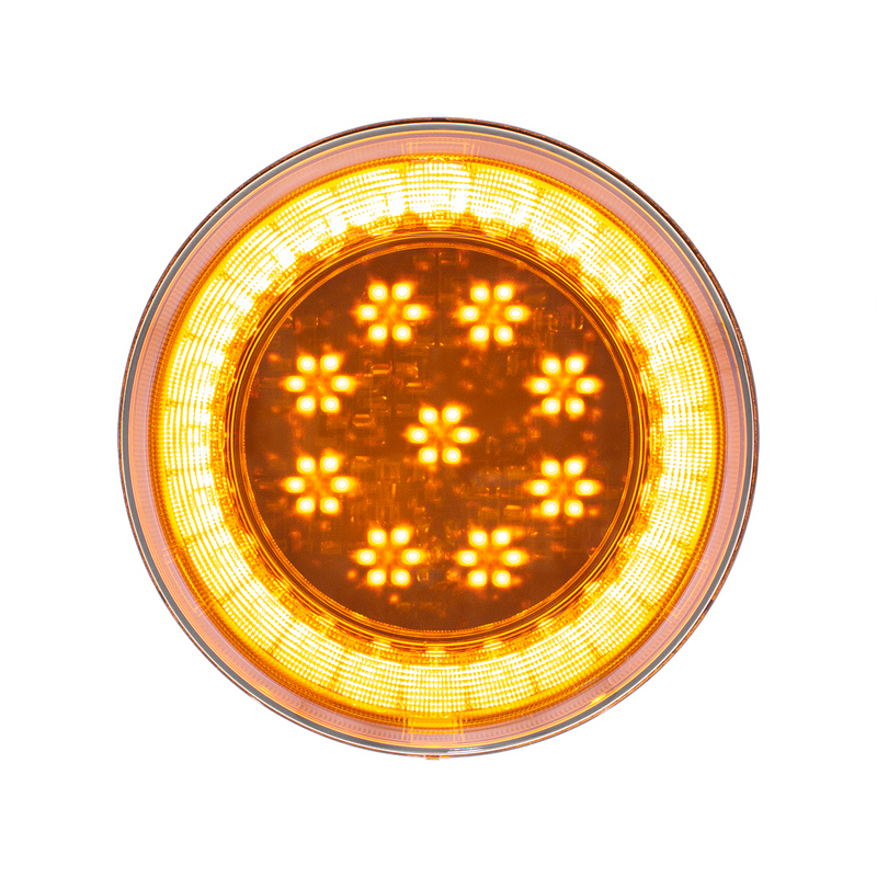 United Pacific 33 LED 4" Round Lumos Light S-Series (Turn Signal) Amber LED/Clear Lens 36098