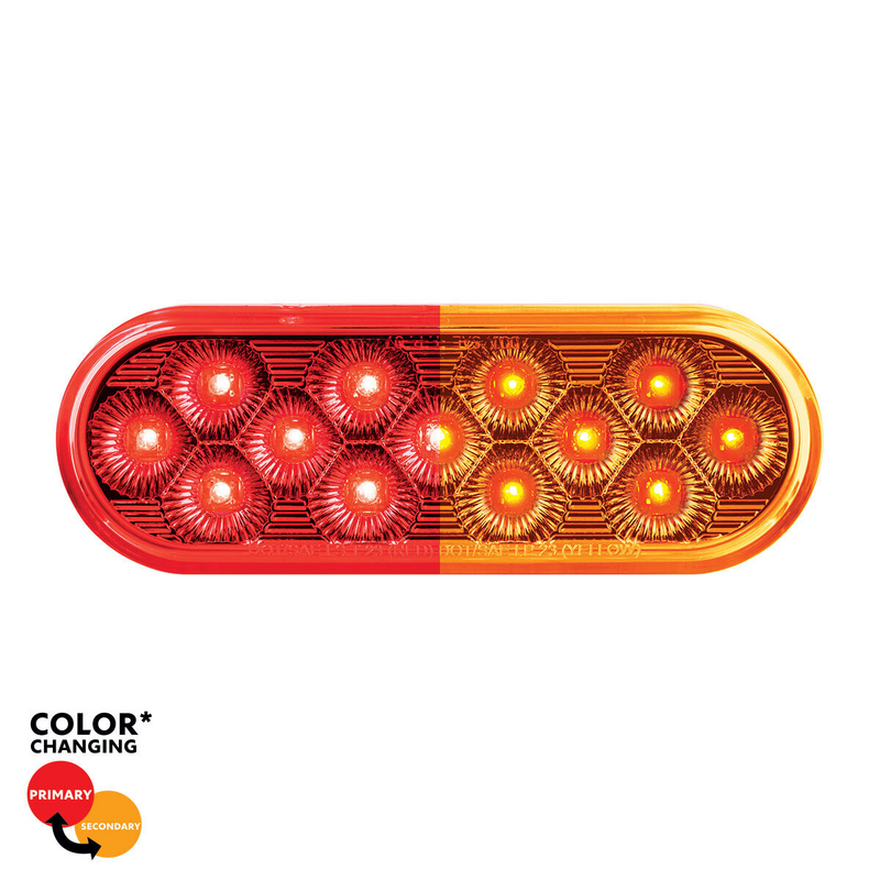 United Pacific 13 LED 6" Oval Double Fury Light (Stop & Turn)-Red & Amber LED/Clear Lens 36110