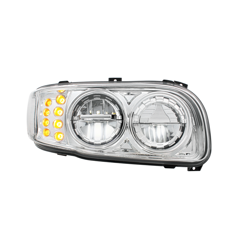 United Pacific High Power LED Chrome Headlight With 8 LED Turn & 4 LED Position Light For 2008-2024 Peterbilt 389-Passenger 36120