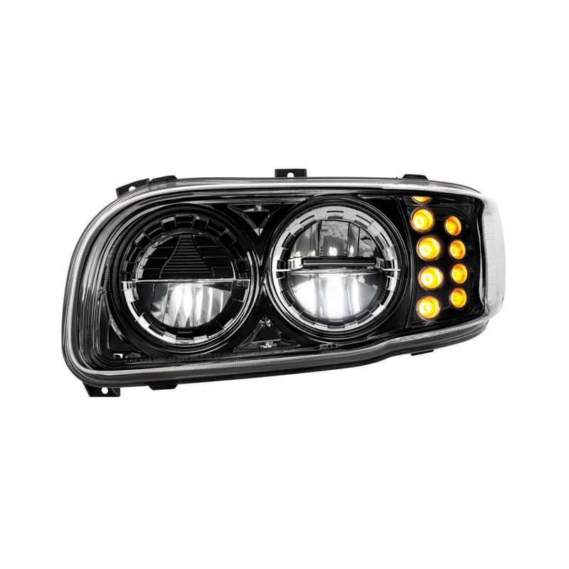 United Pacific High Power LED Blackout Headlight With 8 LED Turn & 4 LED Position Light For 2008-2024 Peterbilt 389-Driver 36121
