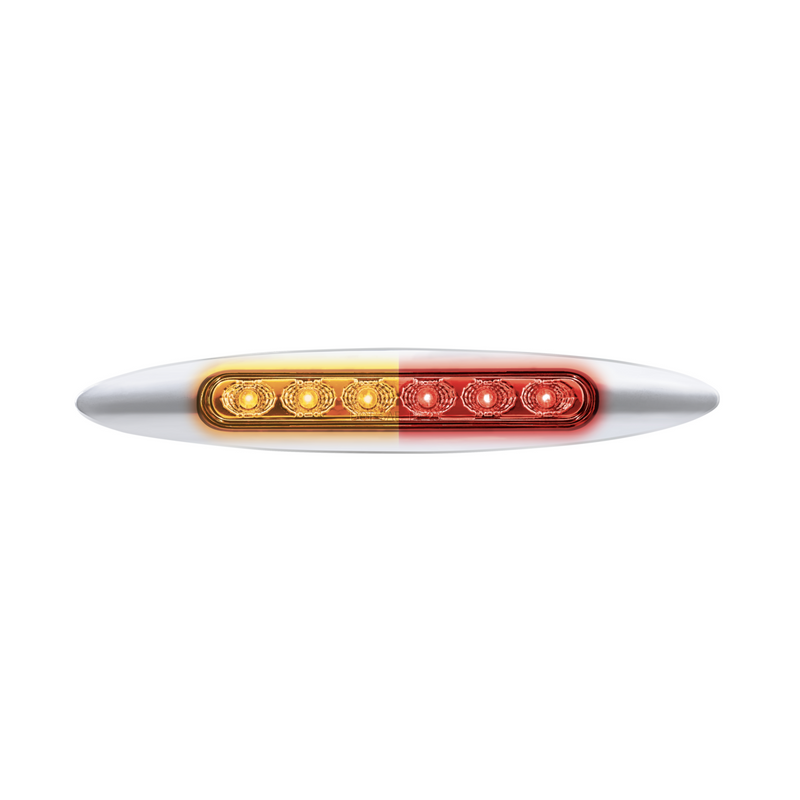 United Pacific Double Fury 6 LED 6" Dual Function Marker Light With Chrome Bezel-Amber & Red/Clear Lens 36126