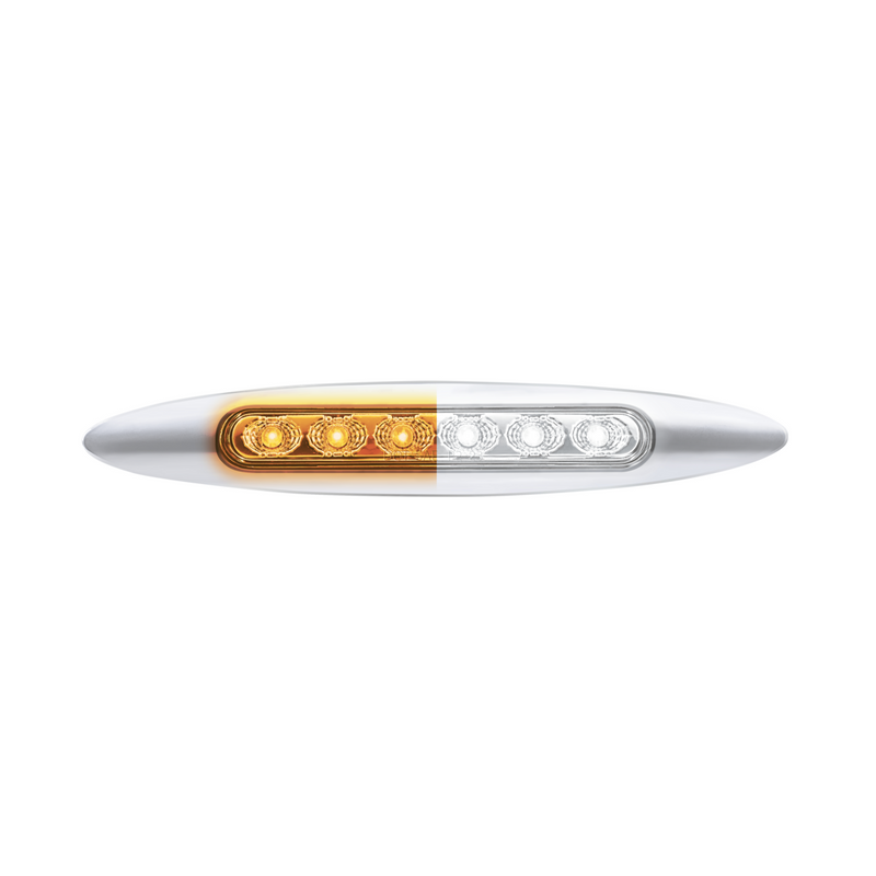 United Pacific Double Fury 6 LED 6" Dual Function Marker Light With Chrome Bezel-Amber & White/Clear Lens 36127