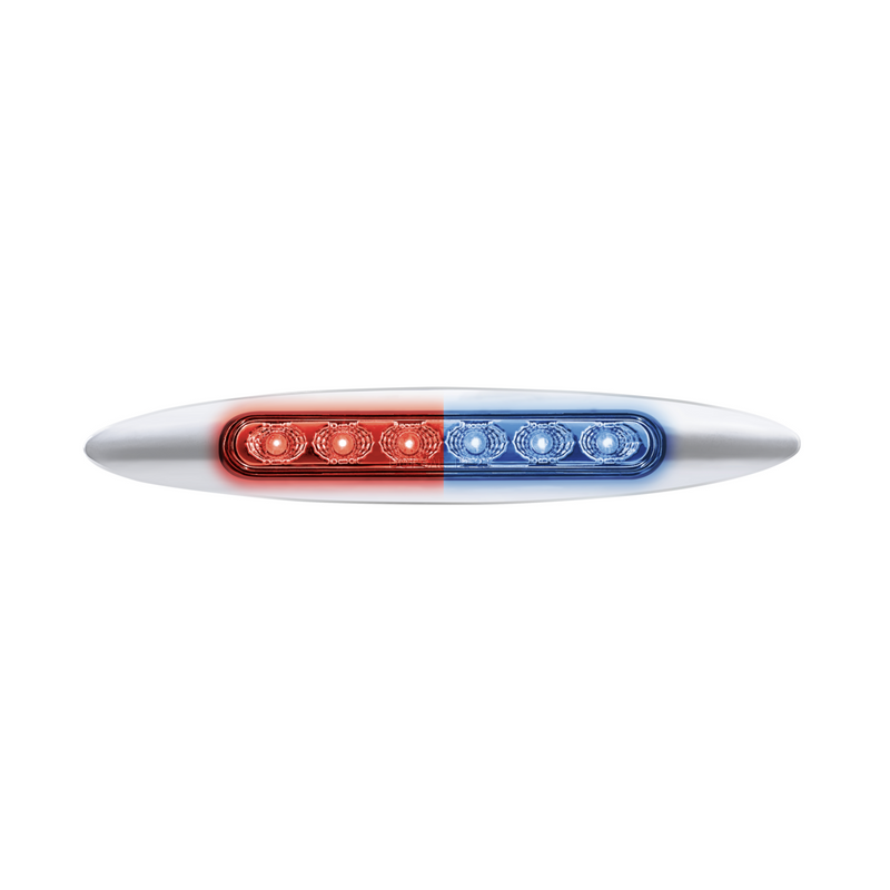 United Pacific Double Fury 6 LED 6" Dual Function Marker Light With Chrome Bezel-Red & Blue/Clear Lens 36128