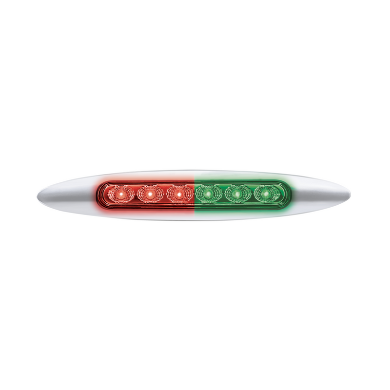 United Pacific Double Fury 6 LED 6" Dual Function Marker Light With Chrome Bezel-Red & Green/Clear Lens 36129