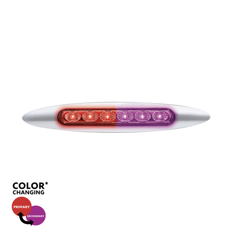 United Pacific Double Fury 6 LED Dual Function 6" Marker Light With Chrome Bezel-Red & Purple/Clear Lens 36130