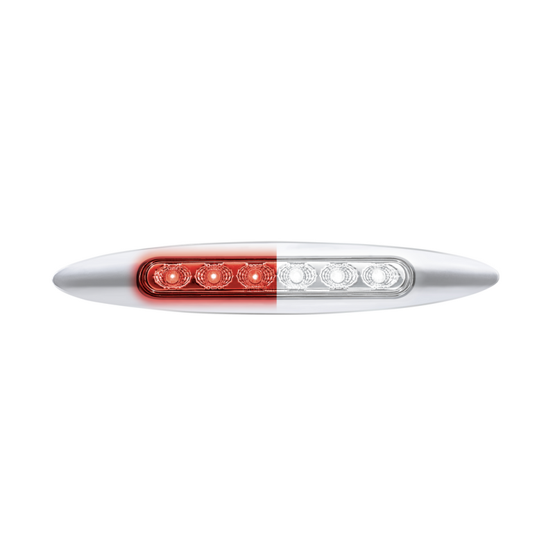 United Pacific Double Fury 6 LED 6" Dual Function Marker Light With Chrome Bezel-Red & White/Clear Lens 36131