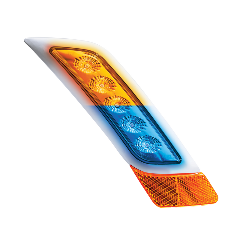 United Pacific Double Fury 5 LED Fender Turn Signal Light For 2012-2021 Peterbilt 579-Amber & Blue LED,Passenger 36133