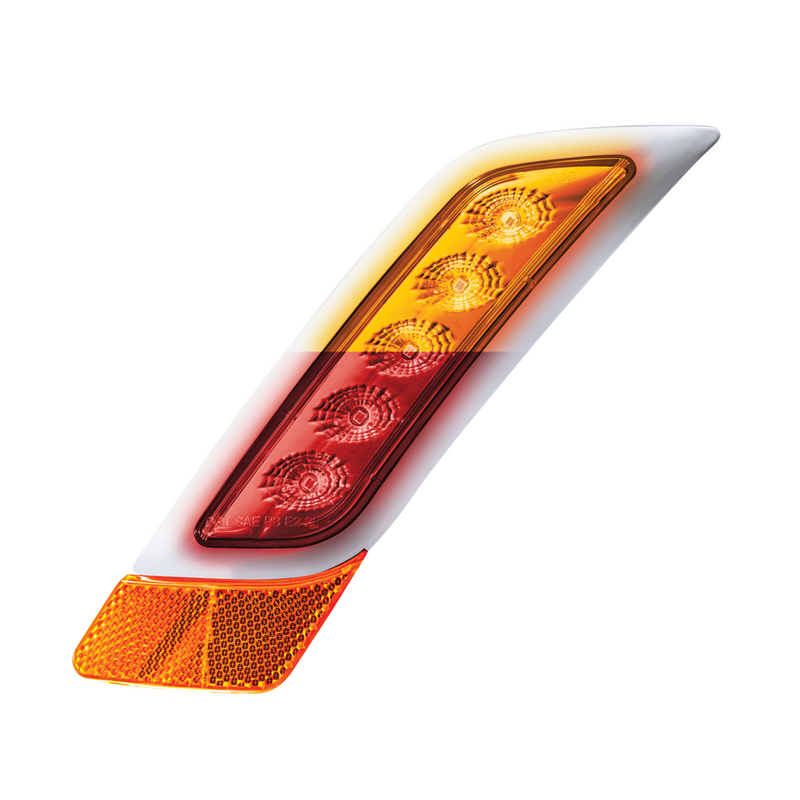 United Pacific Double Fury 5 LED Fender Turn Signal Light For 2012-2021 Peterbilt 579-Amber & Red LED,Driver 36138