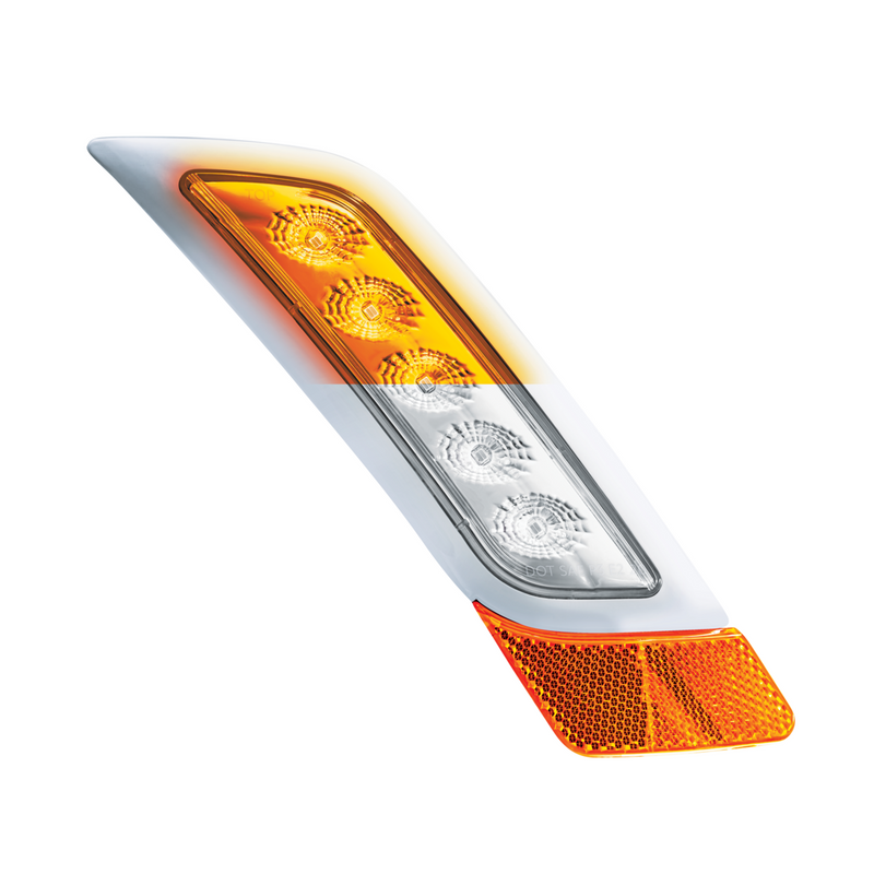 United Pacific Double Fury 5 LED Fender Turn Signal Light For 2012-2021 Peterbilt 579-Amber & White LED,Passenger 36141