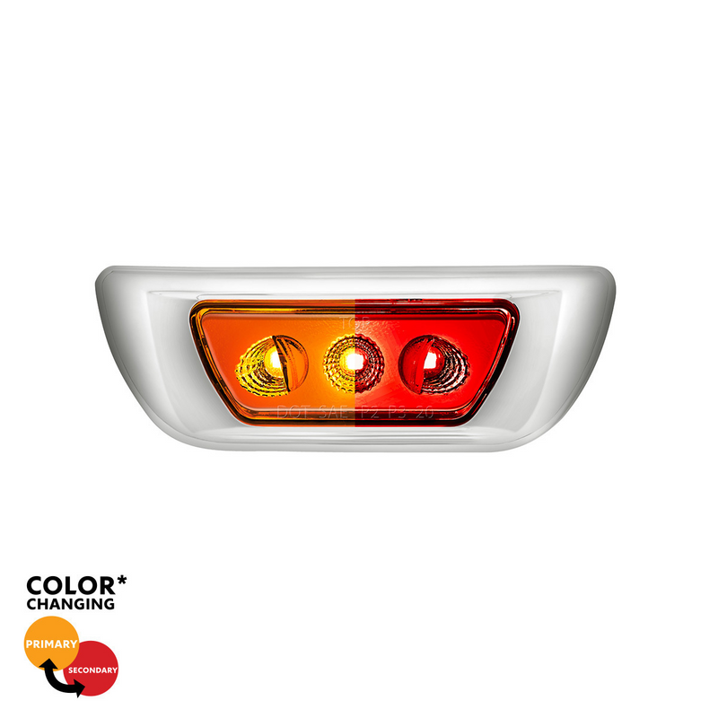 United Pacific 3 LED Double Fury Cab Light For 2013-2021 Kenworth T680 & 2012-2021 Peterbilt 579-Amber & Red LED 36145