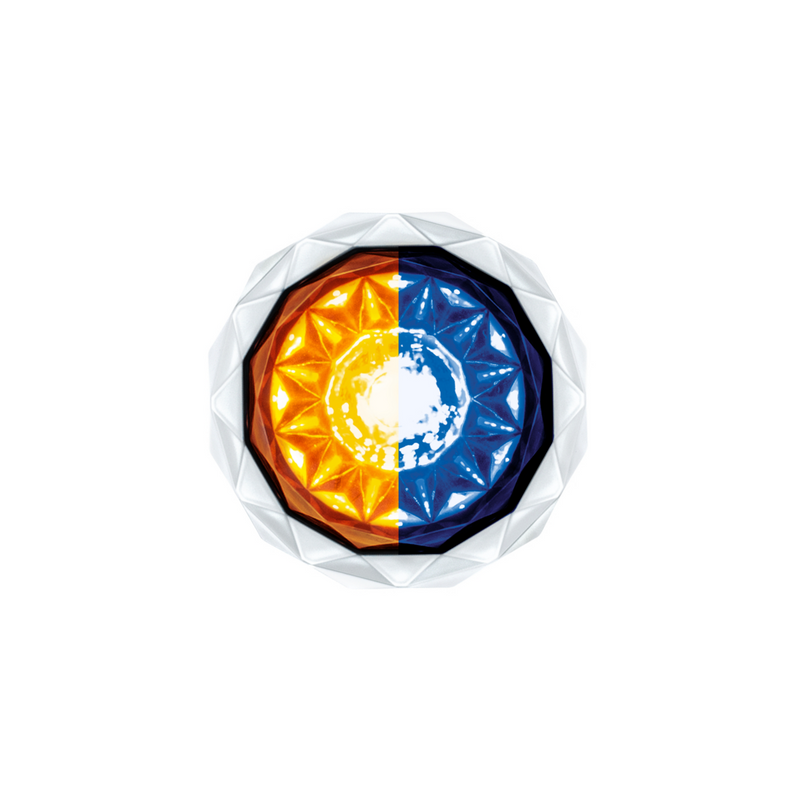 United Pacific Double Fury 4 LED Dual Function 1-1/8" Crystal Watermelon Light-Amber & Blue LED 36166