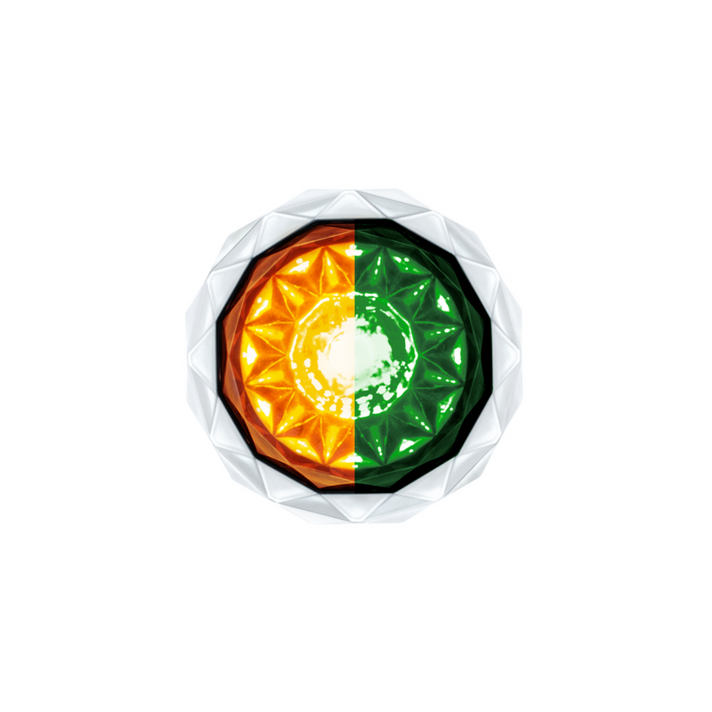 United Pacific Double Fury 4 LED Dual Function 1-1/8" Crystal Watermelon Light-Amber & Green LED 36167