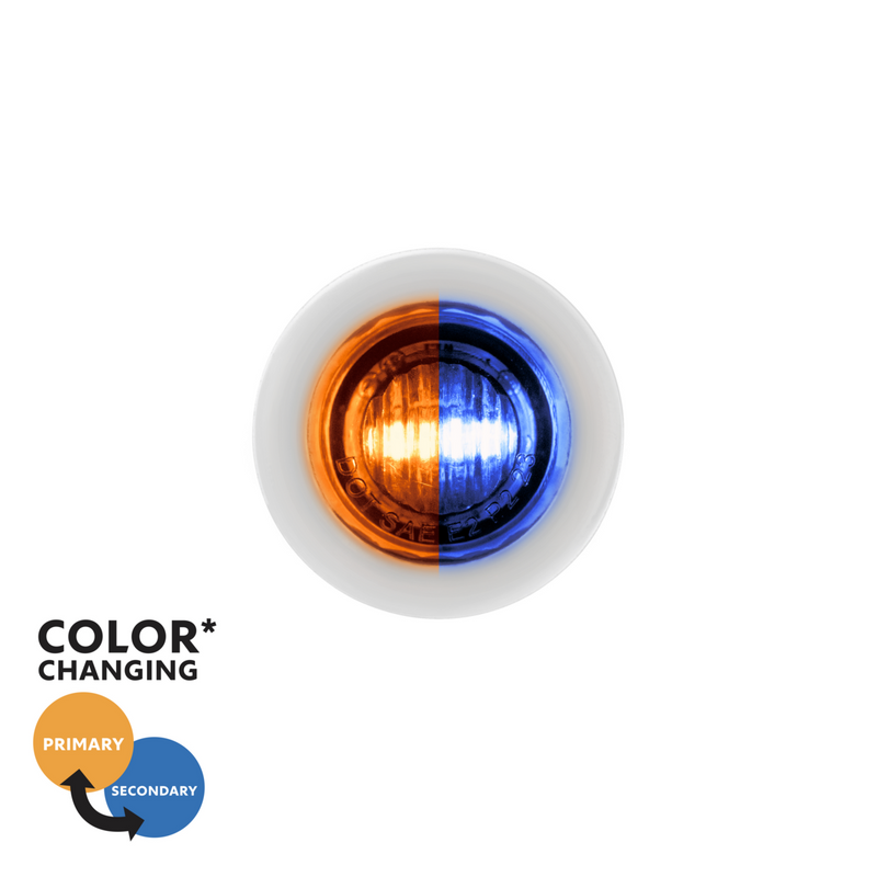 United Pacific Double Fury 2 LED 3/4" Mini Dual Function Clearance/Marker Light-Amber & Blue LED/Clear Lens 36188