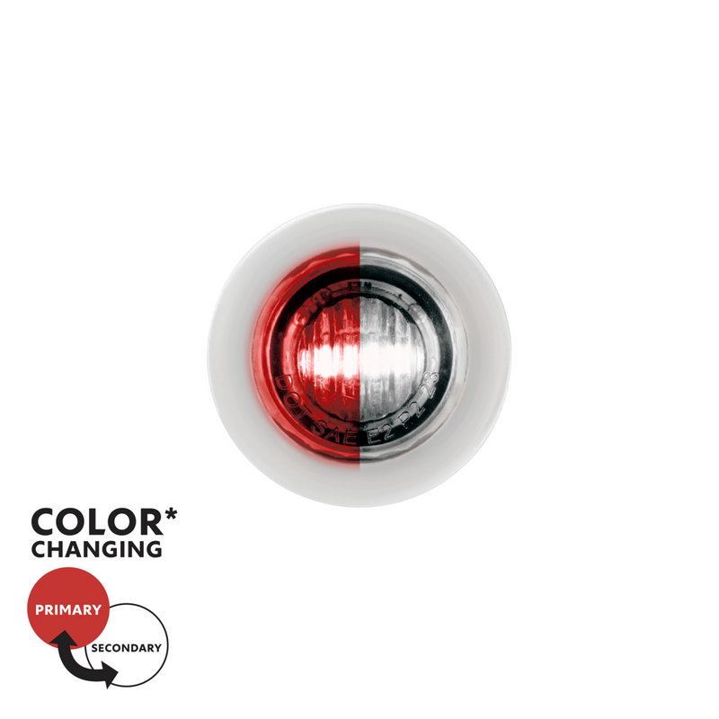 United Pacific Double Fury 2 LED 3/4" Mini Dual Function Clearance/Marker Light-Red & White LED/Clear Lens 36196