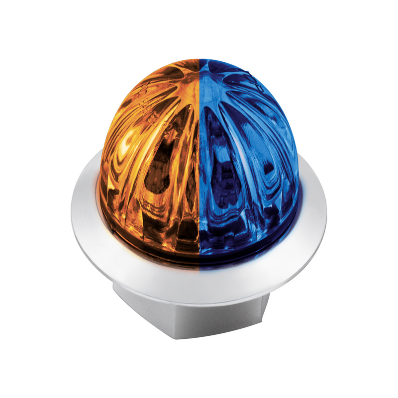United Pacific Double Fury 4 LED Dual Function 1-1/8" Watermelon Clearance/Marker Light-Amber & Blue LED/ Clear Lens 36211