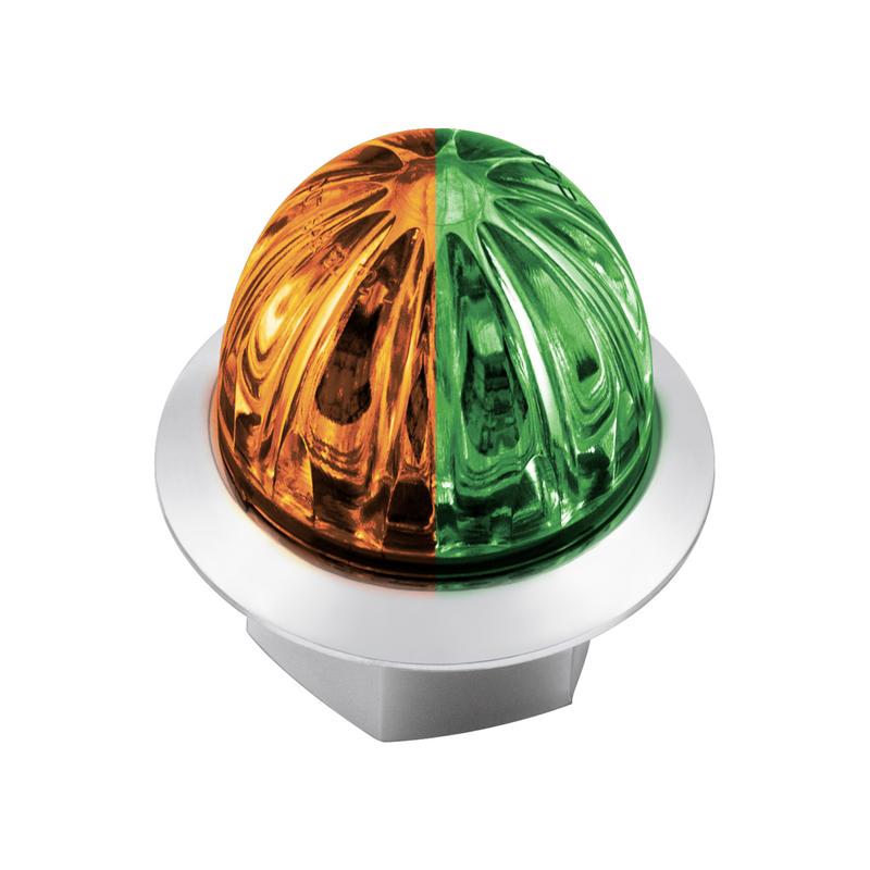 United Pacific Double Fury 4 LED Dual Function 1-1/8" Watermelon Clearance/Marker Light-Amber & Green LED/ Clear Lens 36212