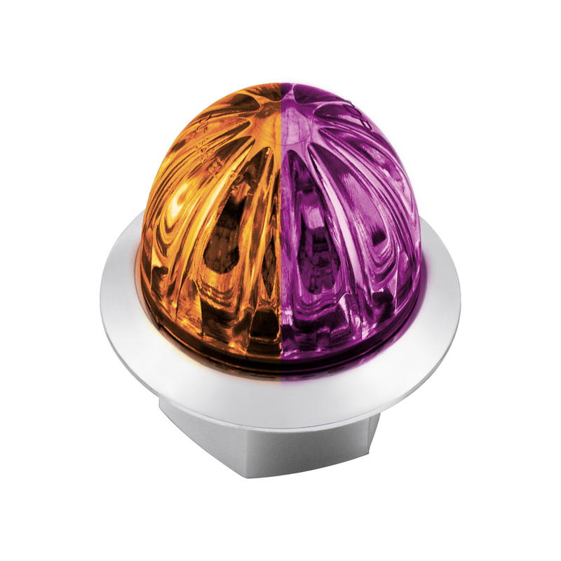 United Pacific Double Fury 4 LED Dual Function 1-1/8" Watermelon Clearance/Marker Light-Amber & Purple LED/ Clear Lens 36213