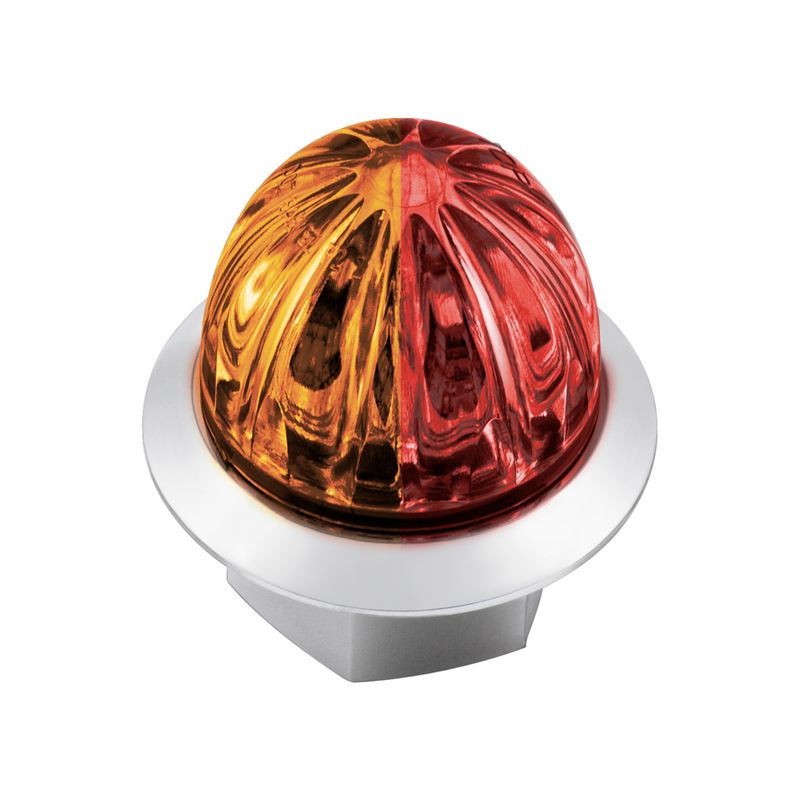 United Pacific Double Fury 4 LED Dual Function 1-1/8" Watermelon Clearance/Marker Light-Amber & Red LED/ Clear Lens 36214