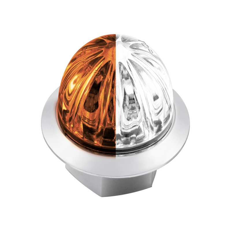 United Pacific Double Fury 4 LED Dual Function 1-1/8" Watermelon Clearance/Marker Light-Amber & White LED/ Clear Lens 36215