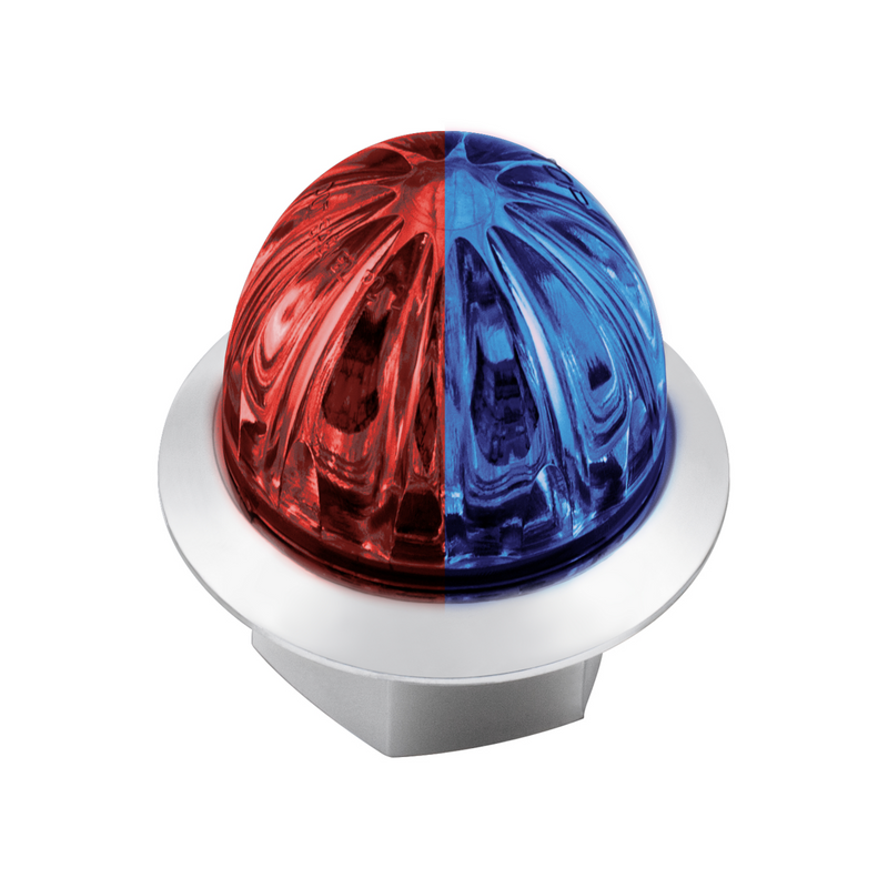 United Pacific Double Fury 4 LED Dual Function 1-1/8" Watermelon Clearance/Marker Light-Red & Blue LED/ Clear Lens 36216