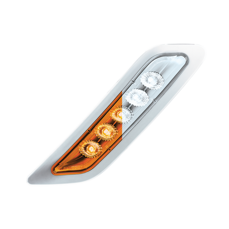 Double Fury 5 LED Door Turn Signal Light For 2012-2021 Peterbilt 579-Amber & White LED, Passenger