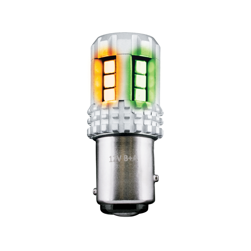 United Pacific 360-Degree Double Fury High Power 18 LED 1157 Bulb-Amber & Green LED 36293