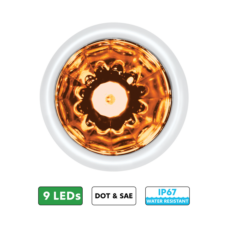 United Pacific UltraBurst 9 LED Dual Function 1-1/2" Watermelon Clearance/Marker Light-Amber LED/Clear Lens 36308