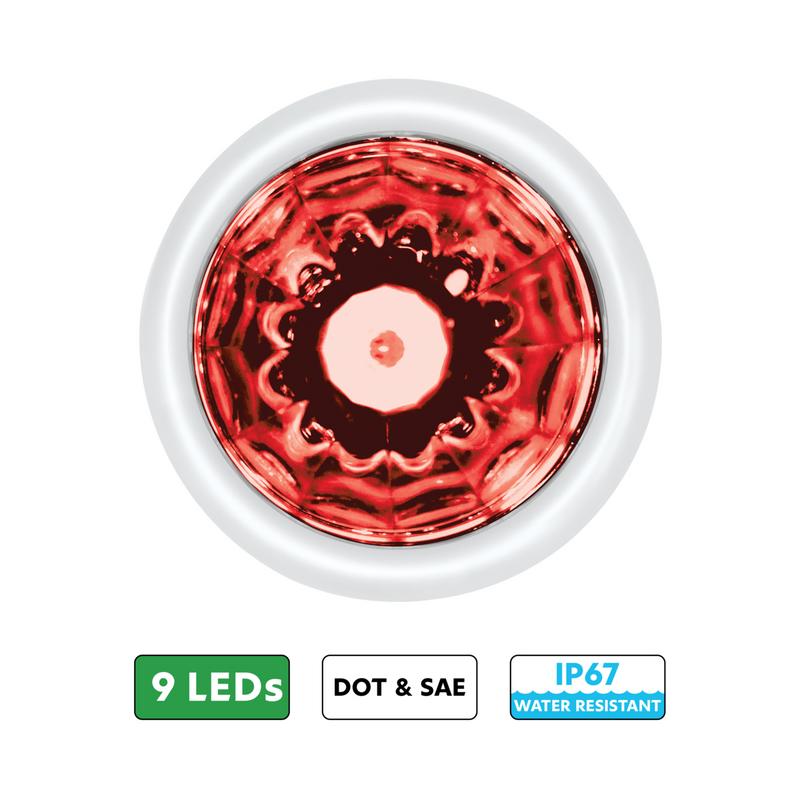 United Pacific UltraBurst 9 LED Dual Function 1-1/2" Watermelon Clearance/Marker Light-Red LED/Clear Lens 36309