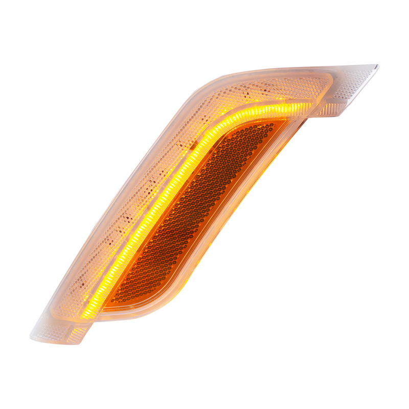 United Pacific 12 Amber LED Fender Turn Signal Light For Peterbilt 579 (2012-2021) & 587 (2012-2018)- Driver, Clear Lens 36397