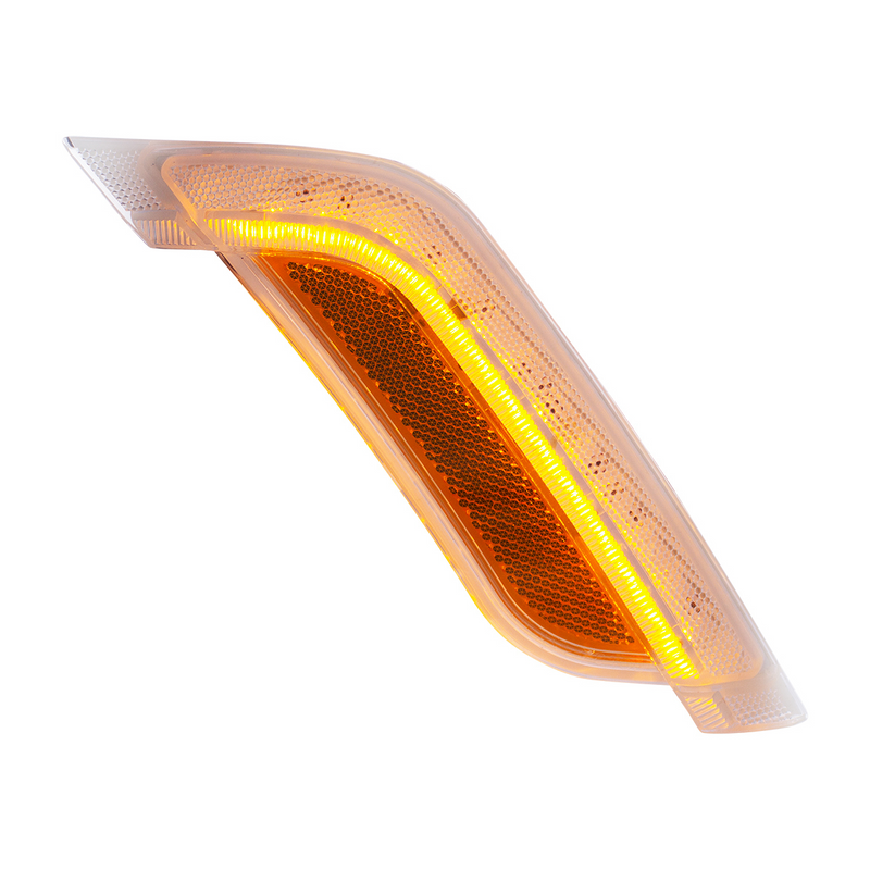 United Pacific 12 Amber LED Fender Turn Signal Light For Peterbilt 579 (2012-2021) & 587 (2012-2018)- Passenger, Clear Lens 36398