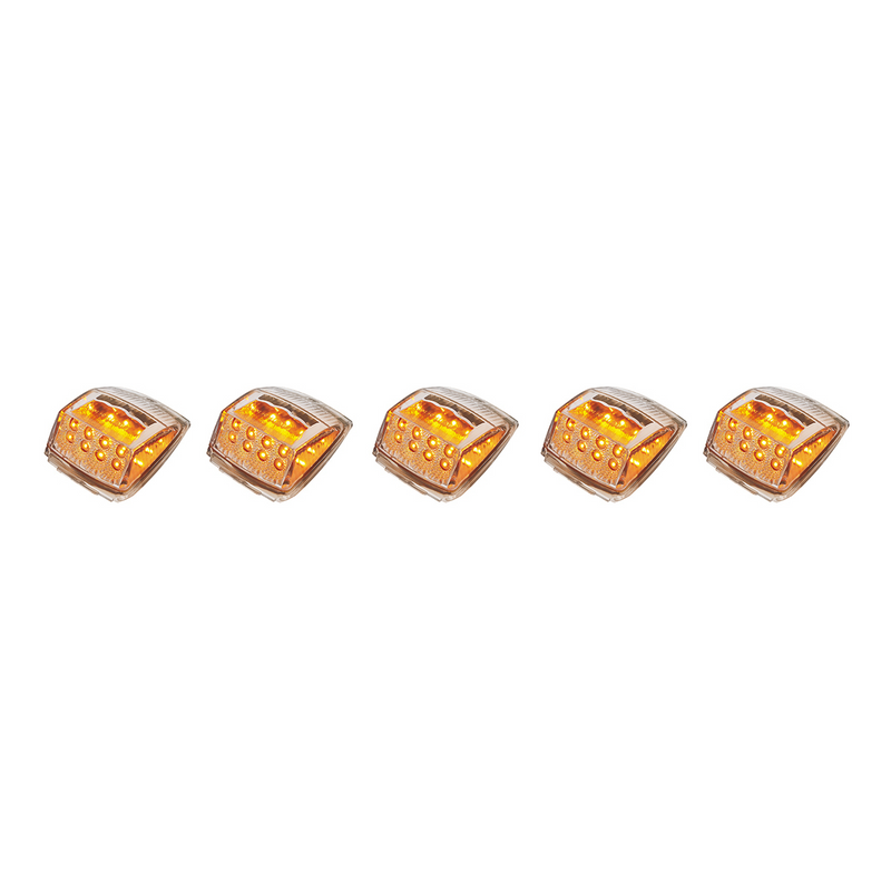 United Pacific 17 LED Reflector Square Cab Light Amber LED/Clear Lens (5-Pack) 36402