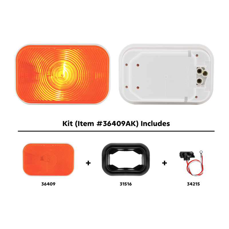 United Pacific Rectangular Turn Signal Light Kit Amber Lens 36409AK