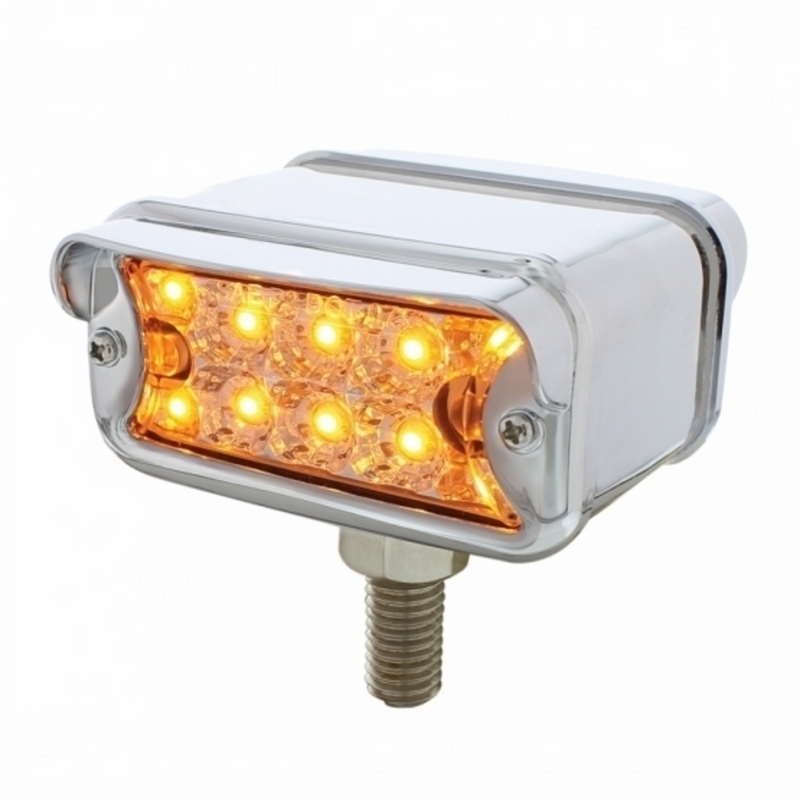 United Pacific 20 LED Dual Function Reflector Double Face Light With Visor T-Mount -Amber & Red LED/Clear Lens 36415
