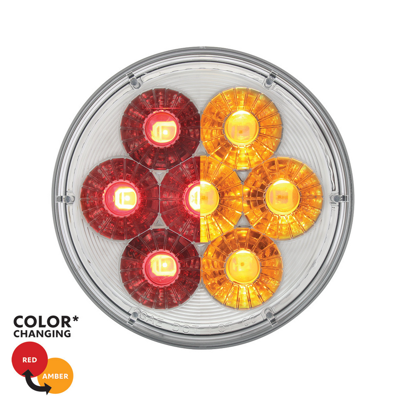 United Pacific 14 LED 4" Round Double Fury Light (Stop, Turn & Tail) Red & Amber LED/ Clear Lens 36528