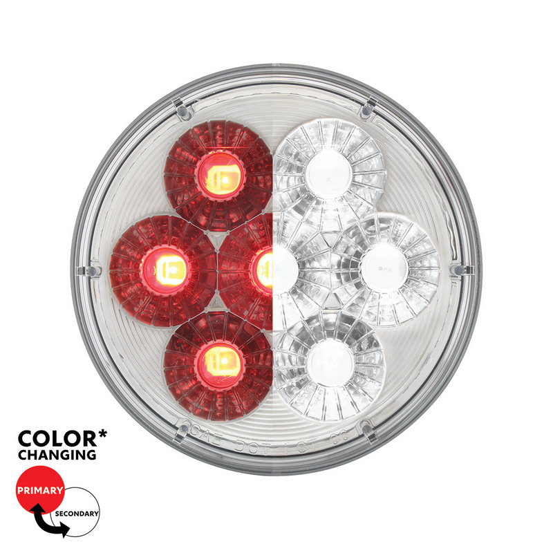 United Pacific 14 LED 4" Round Double Fury Light (Stop, Turn & Tail) Red & White LED/Clear Lens 36530