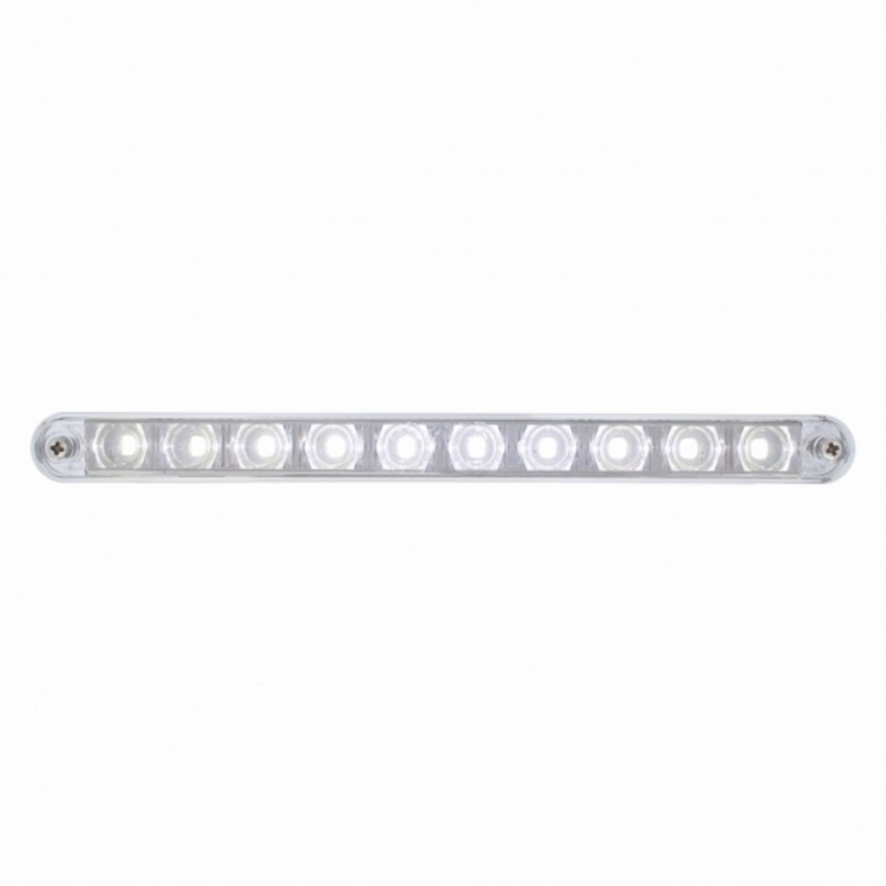 United Pacific 10 LED 9" Auxiliary Light Bar With Bezel White LED/Clear Lens 36542