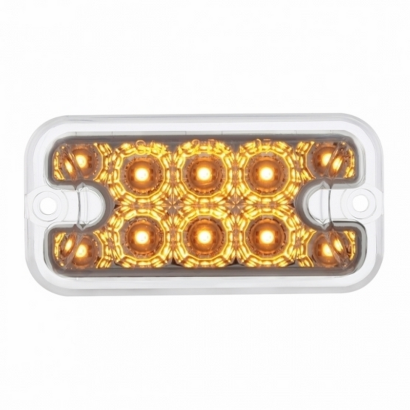 United Pacific 10 LED Dual Function Reflector Rectangular Light Amber LED/Clear Lens (Bulk) 36553B