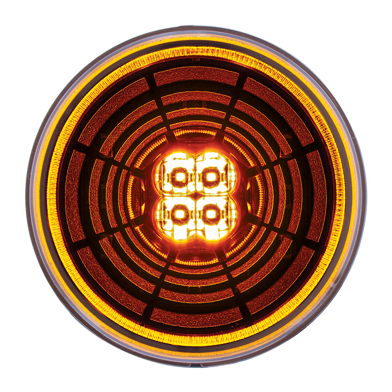 United Pacific 13 LED 4" Round Abyss Light (Turn Signal) Amber LED/Amber Lens 36565