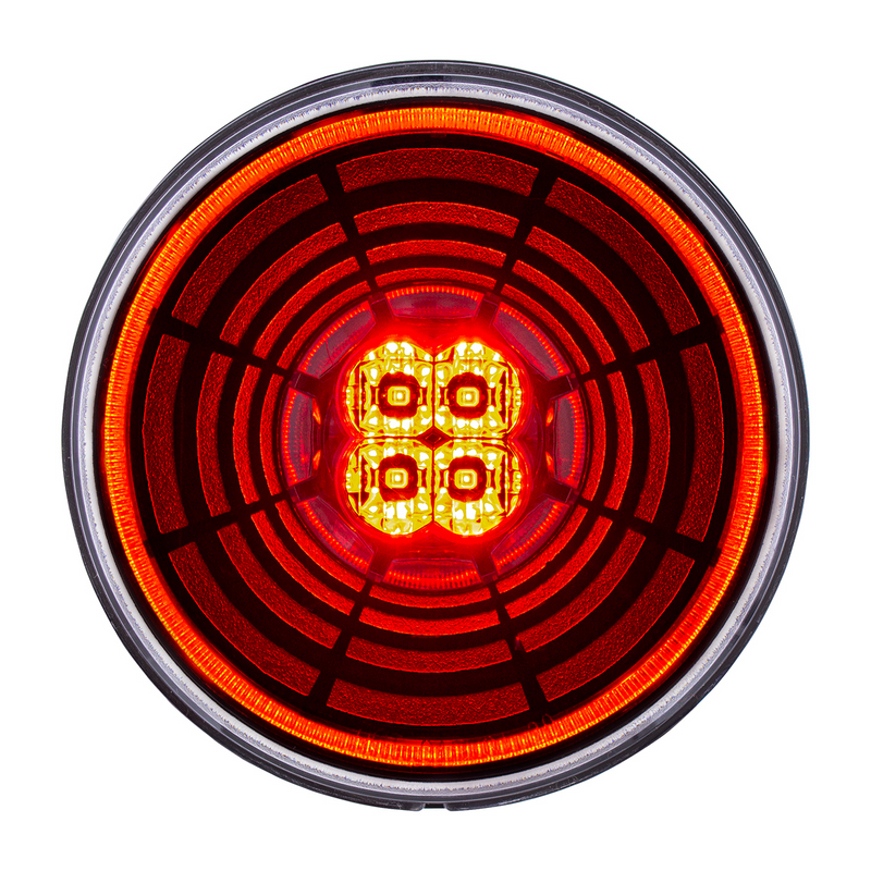 United Pacific 13 LED 4" Round Abyss Light (Stop, Turn & Tail) Red LED/Clear Lens 36566