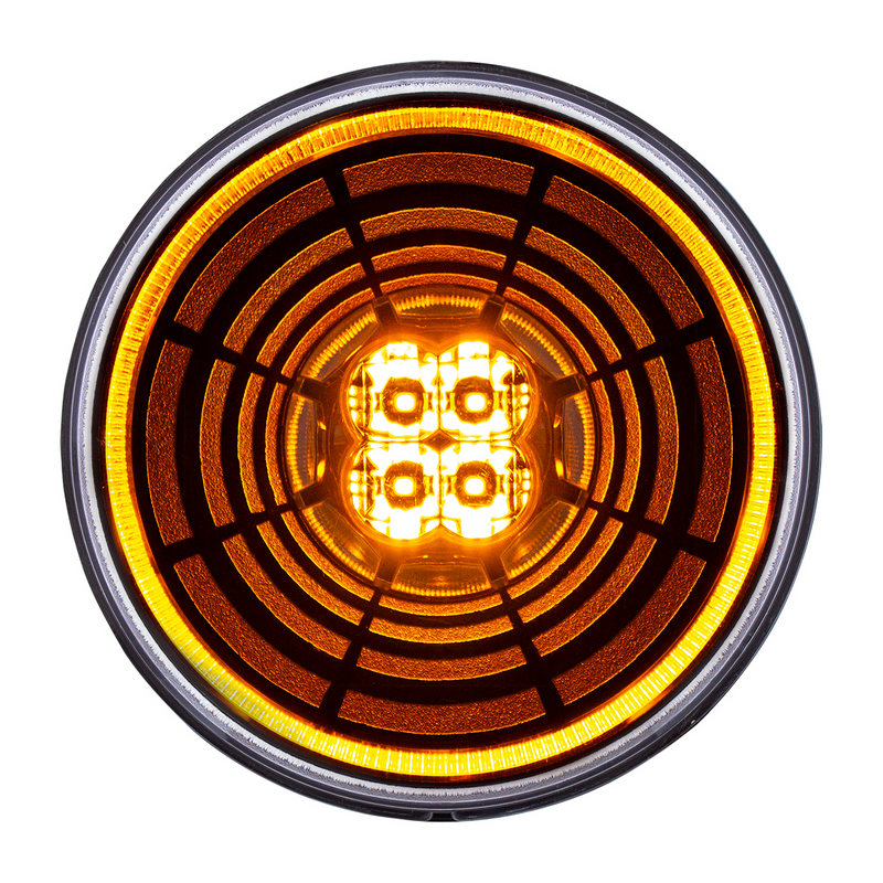 United Pacific 13 LED 4" Round Abyss Light (Turn Signal) Amber LED/Clear Lens 36567