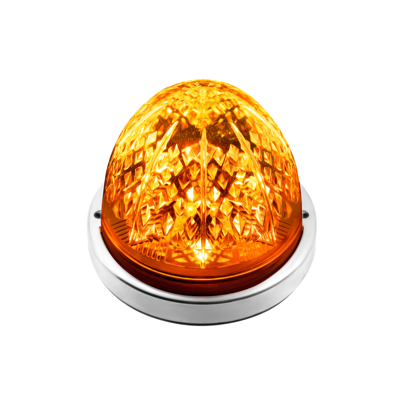 United Pacific Crystal-Comet 9 LED Dual Function Watermelon Light With Stainless Steel Bezel-Amber LED/Amber Lens 36584