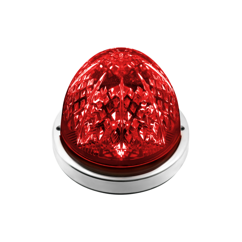 United Pacific Crystal-Comet 9 LED Dual Function Watermelon Light With Stainless Steel Bezel-Red LED/Red Lens 36585