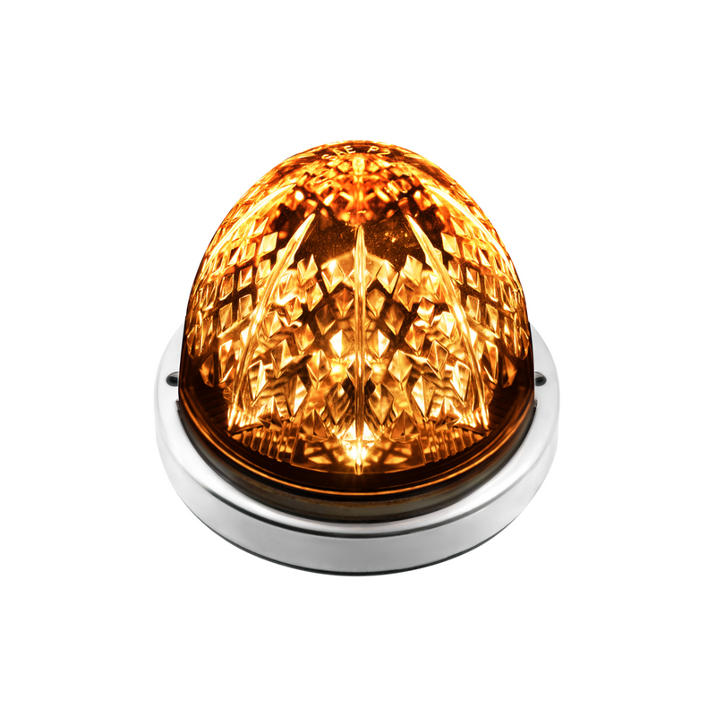 United Pacific Crystal-Comet 9 LED Dual Function Watermelon Light With Stainless Steel Bezel-Amber LED/Clear Lens 36586
